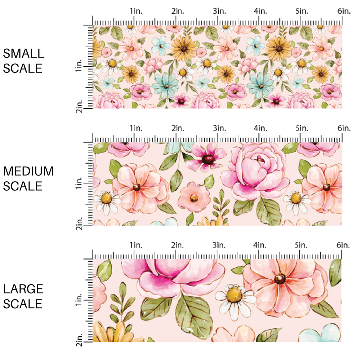 Baby Pink Spring Meadow Fabric By The Yard