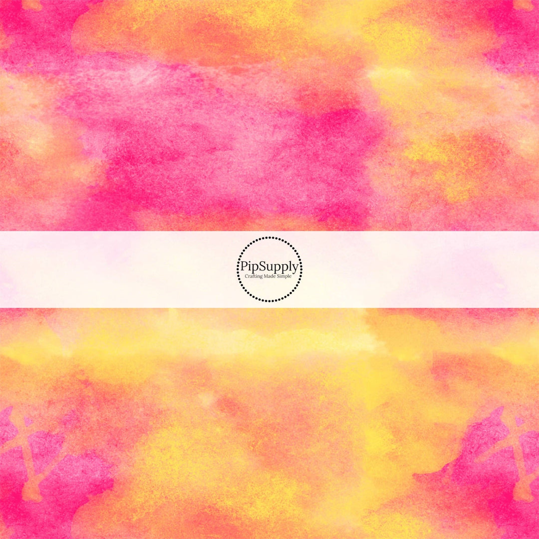 Pink and Yellow Watercolors Fabric By The Yard