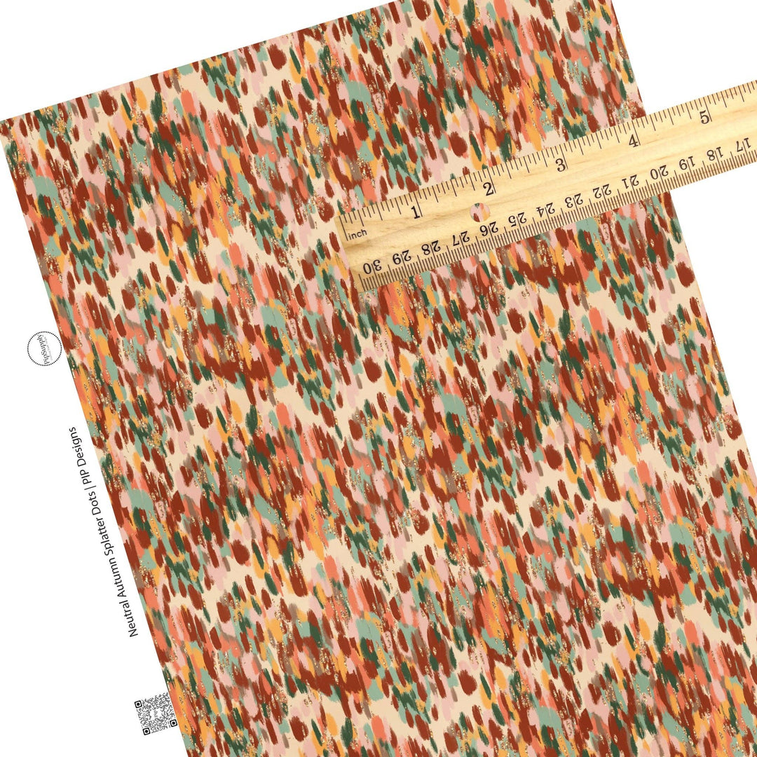 Neutral Autumn Splatter Dots Faux Leather Sheets