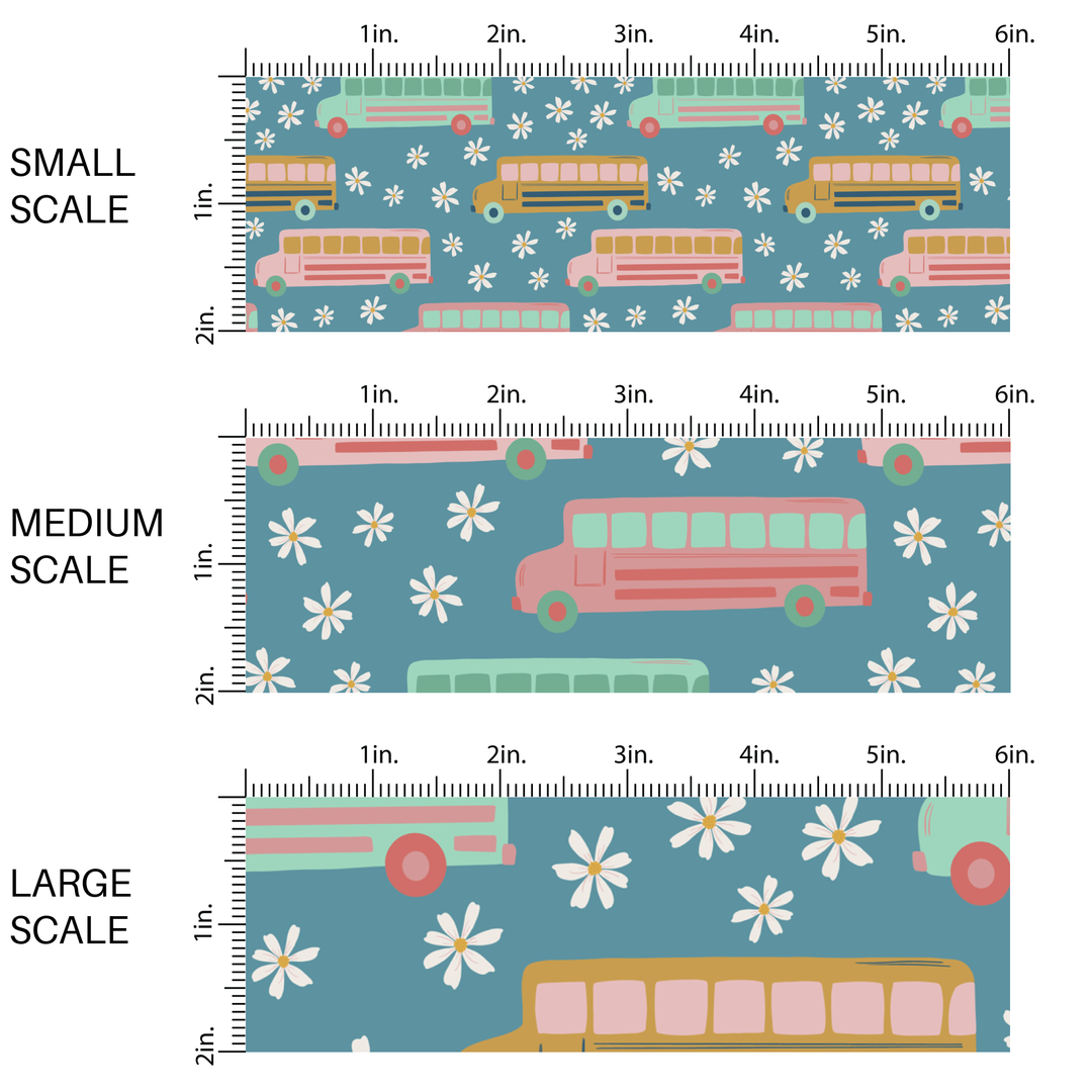 School Bus Daisies Fabric By The Yard