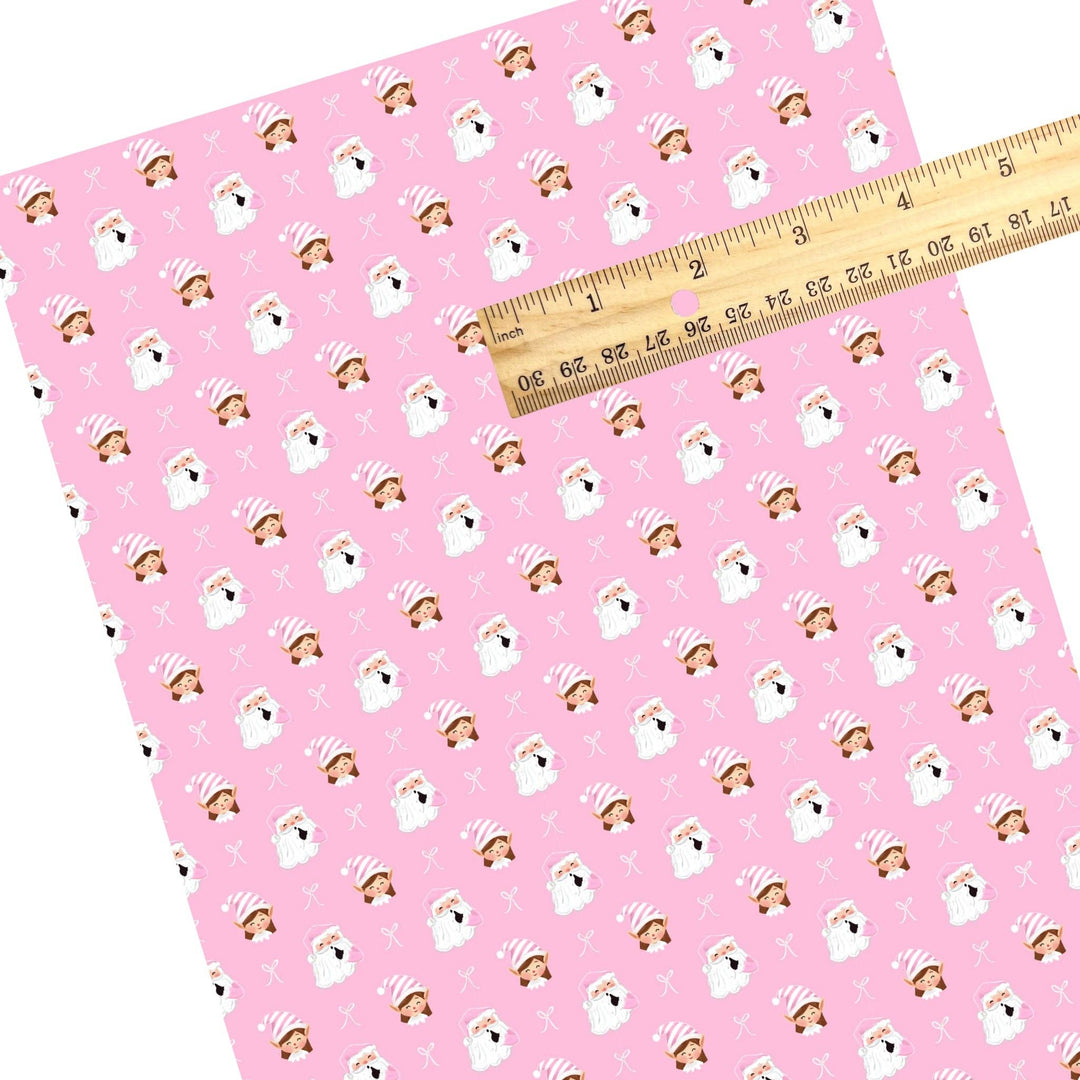 Pink Santa and Elf Faux Leather Sheets