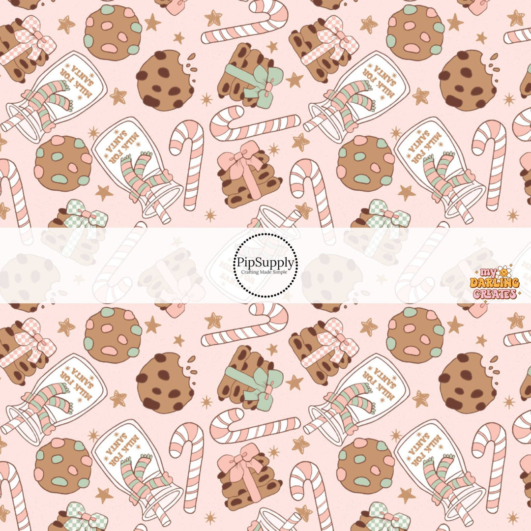 Cookies for Santa Baby Pink Hair Bow Strips