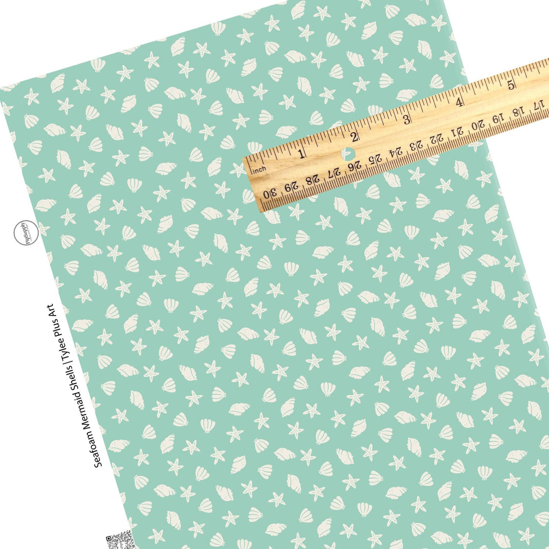 Seafoam Mermaid Shells Faux Leather Sheets