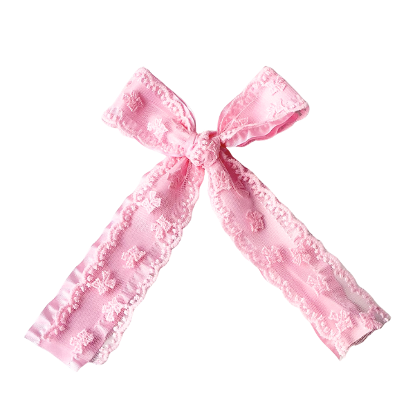 Heirloom in Bloom Lace Long Tail Hair Tied Bow w/ Clip