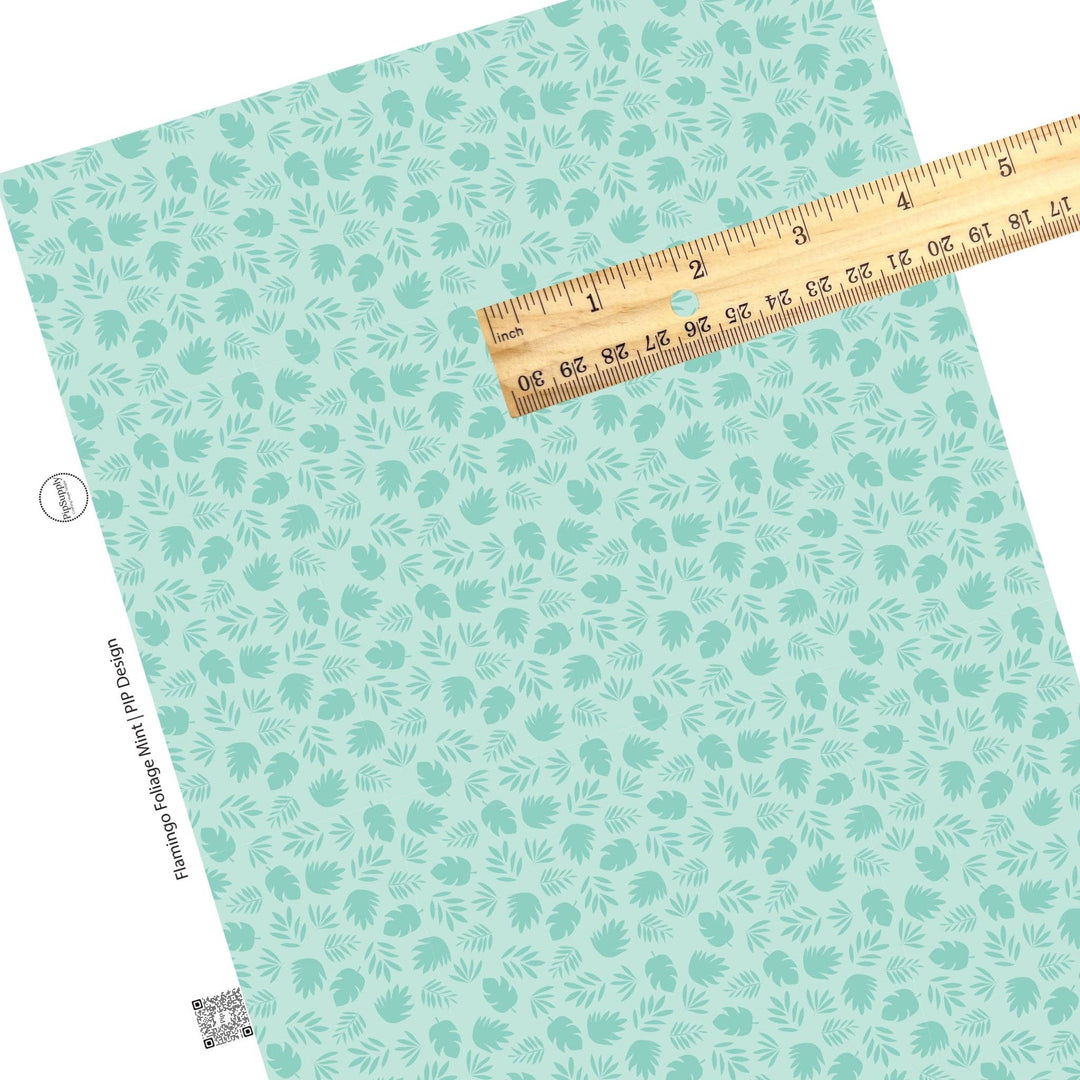 Flamingo Foliage Mint Faux Leather Sheets