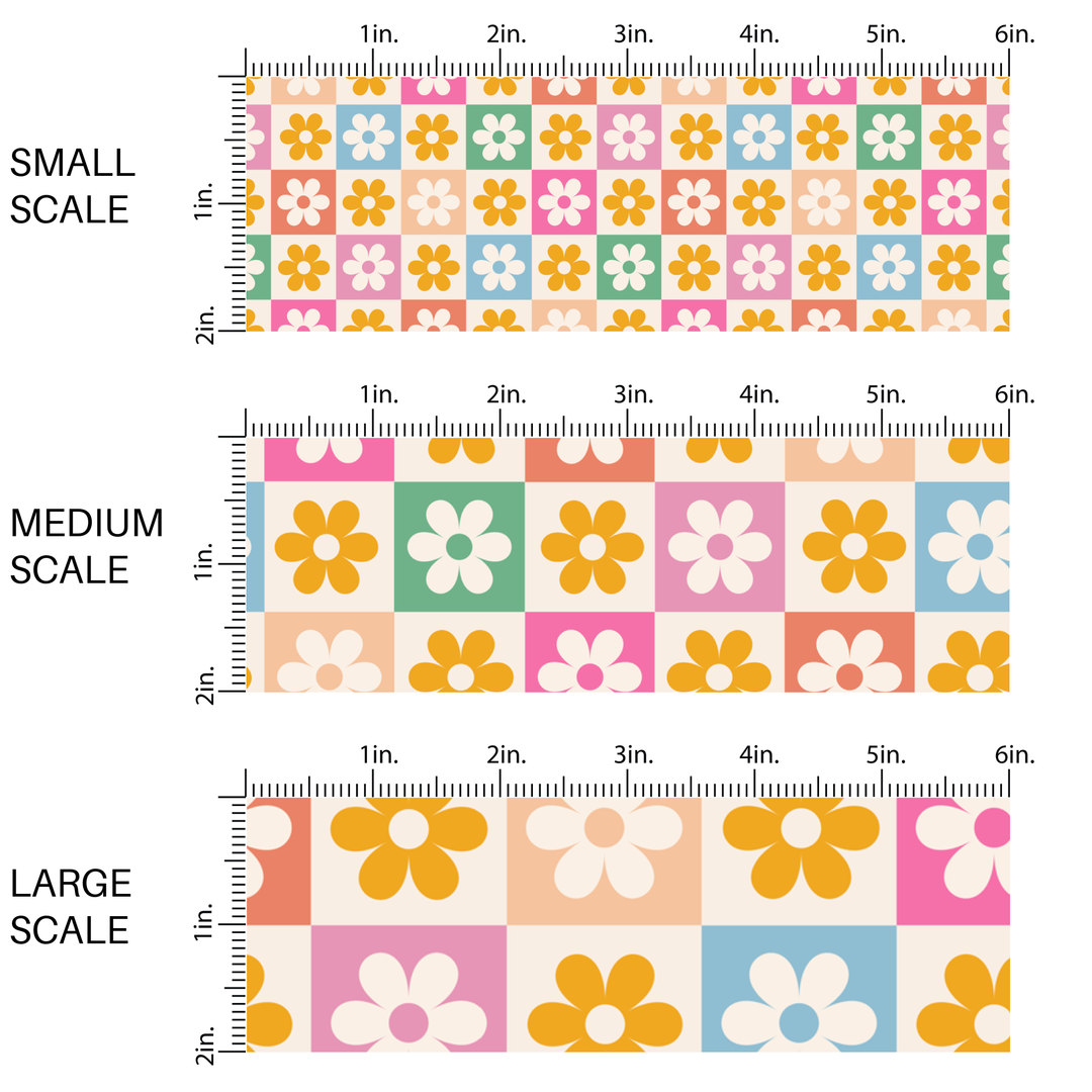 Tropical Floral Checker Fabric By The Yard