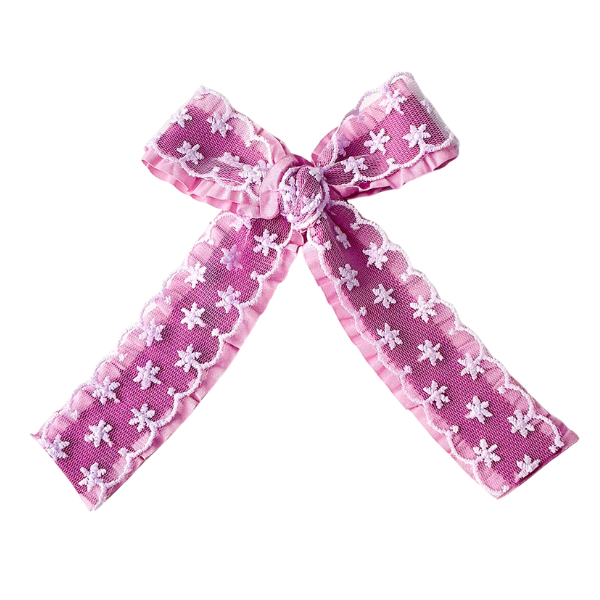 Heirloom in Bloom Lace Long Tail Hair Tied Bow w/ Clip