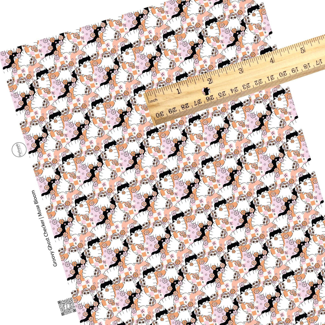 Groovy Ghost Checker Faux Leather Sheets