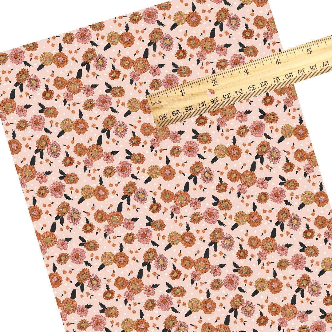 Floral Stardust Pale Pink Faux Leather Sheets