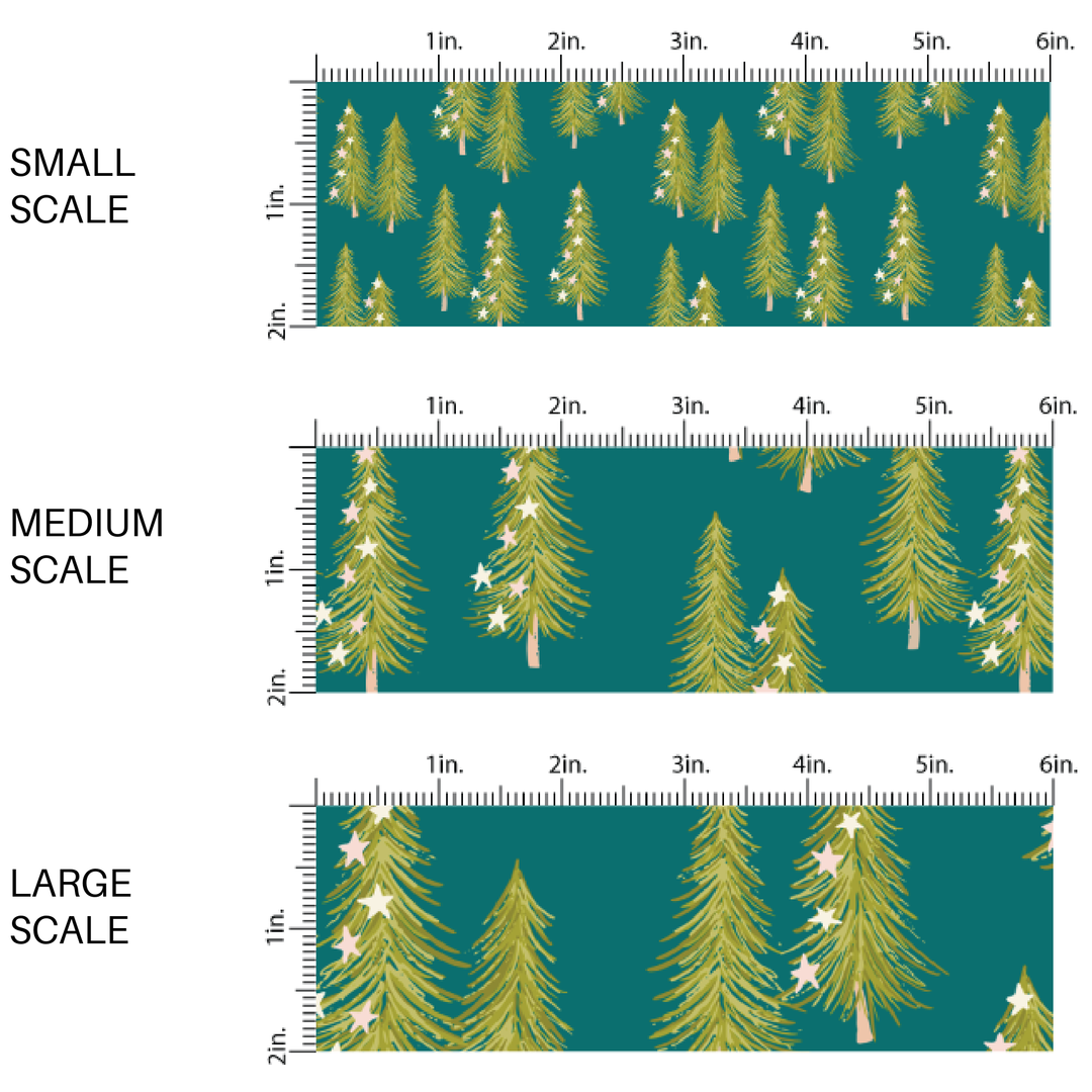 Stars on Christmas Trees Fabric By The Yard