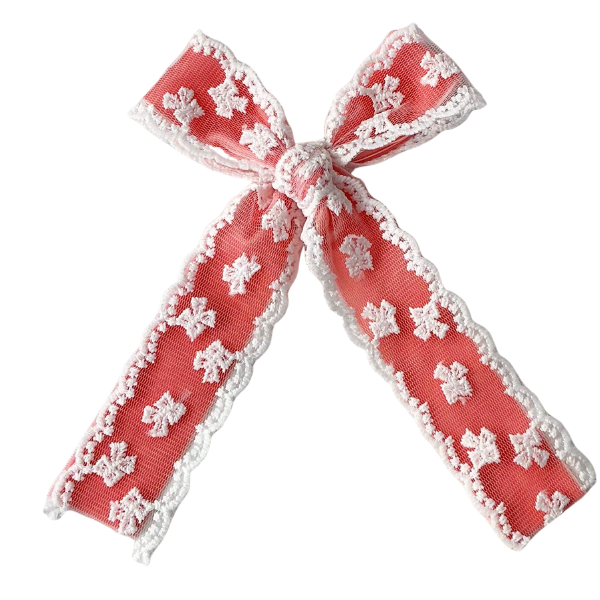 Vintage Garden Bloom Lace Long Tail Hair Tied Bow w/ Clip