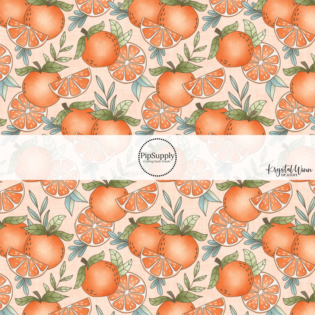 Oranges On Blush Hair Bow Strips