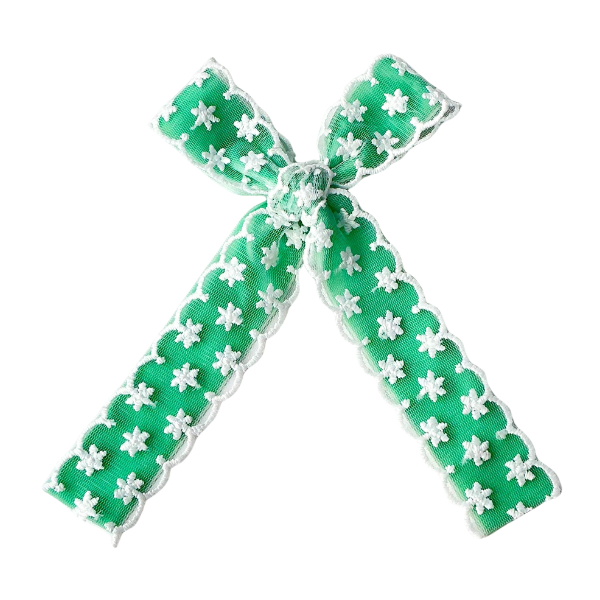 Vintage Garden Bloom Lace Long Tail Hair Tied Bow w/ Clip