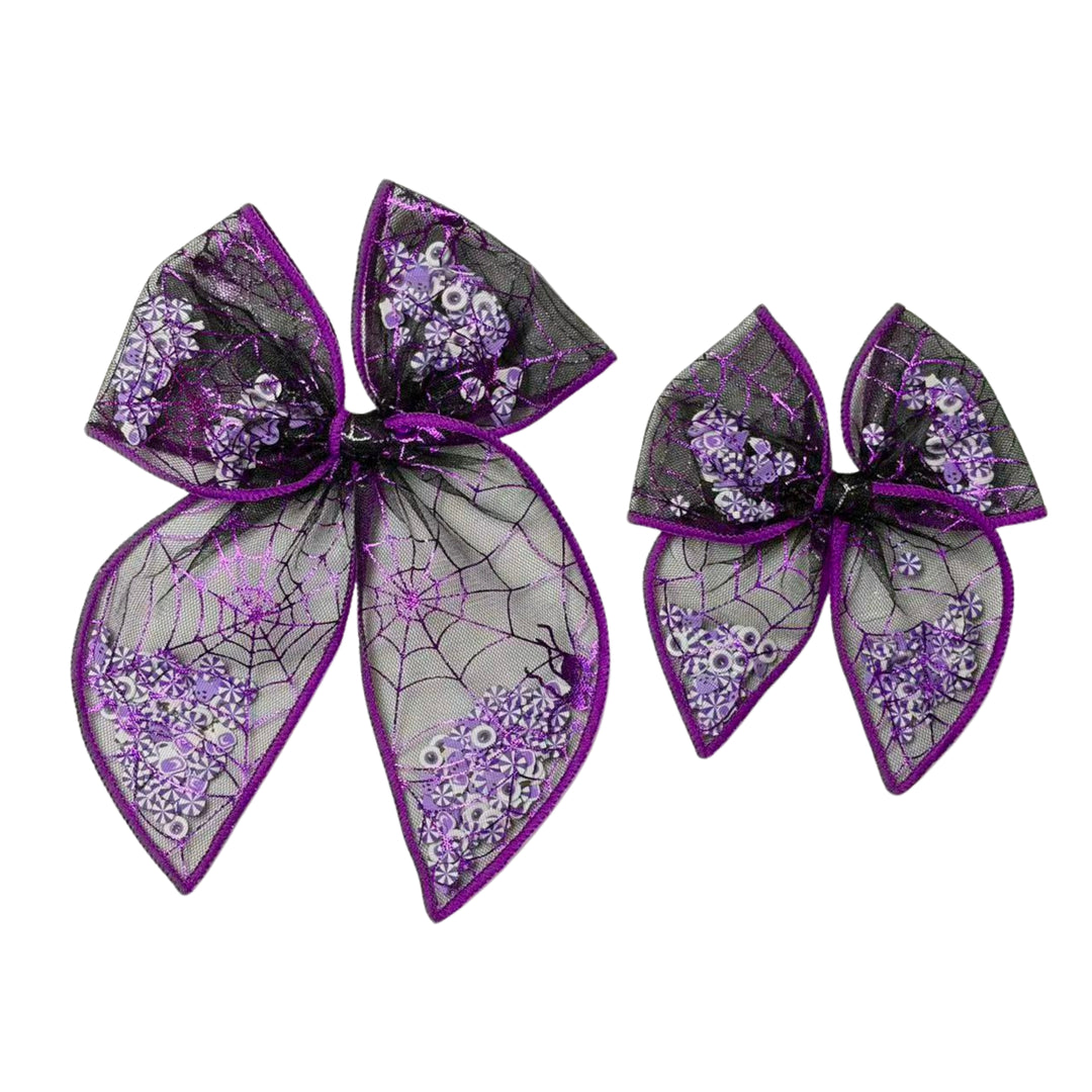 Spellbound Purple Shaker Hair Tied Bow w/ Clip