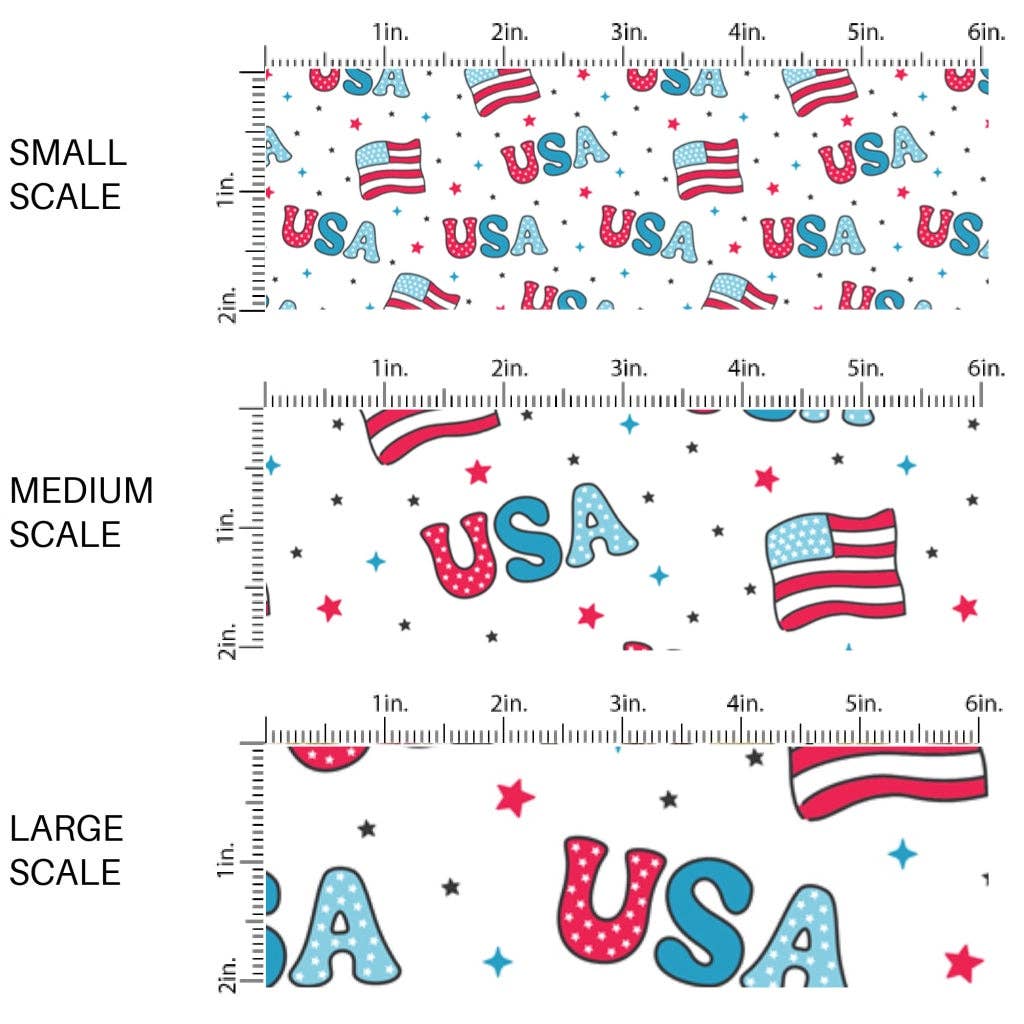 USA and Flags Fabric By The Yard