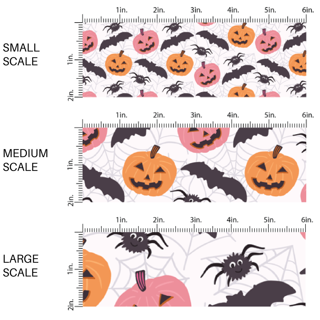 Midnight Pumpkin Patch Bone White Fabric By The Yard