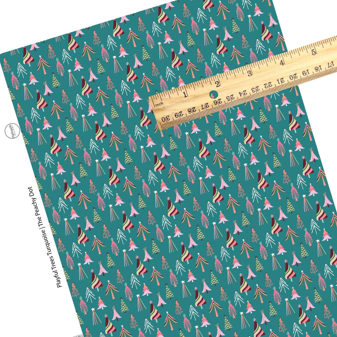 Playful Trees Turquoise Faux Leather Sheets