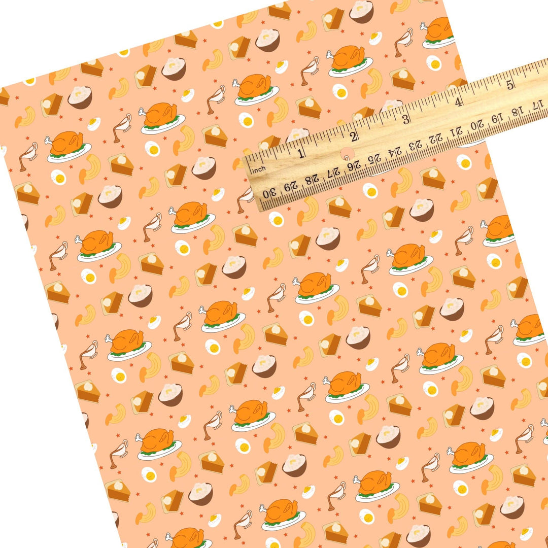 Thanksgiving Dinner Faux Leather Sheets