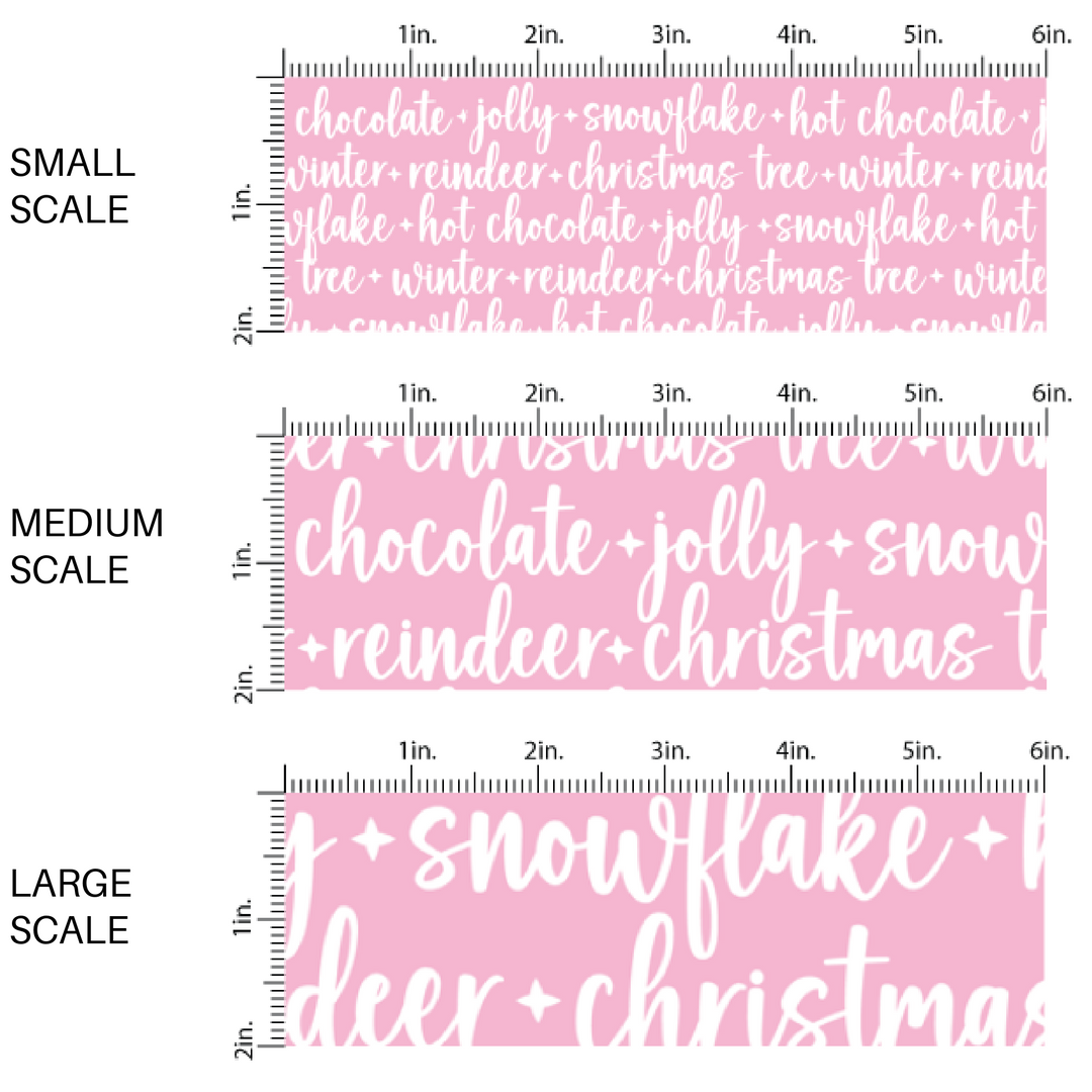 Festive Phrases Pink Fabric By The Yard