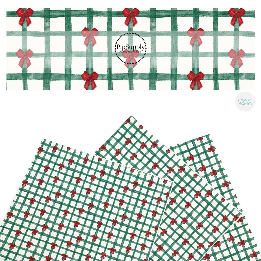 Christmas Bow Gingham Faux Leather Sheets