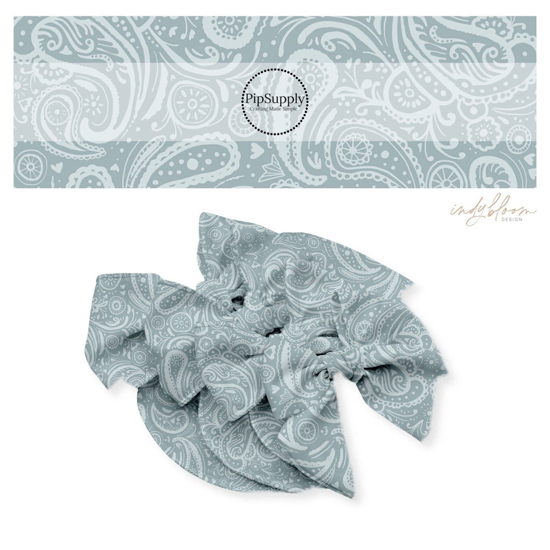 Blue Bell Paisley Hair Bow Strips