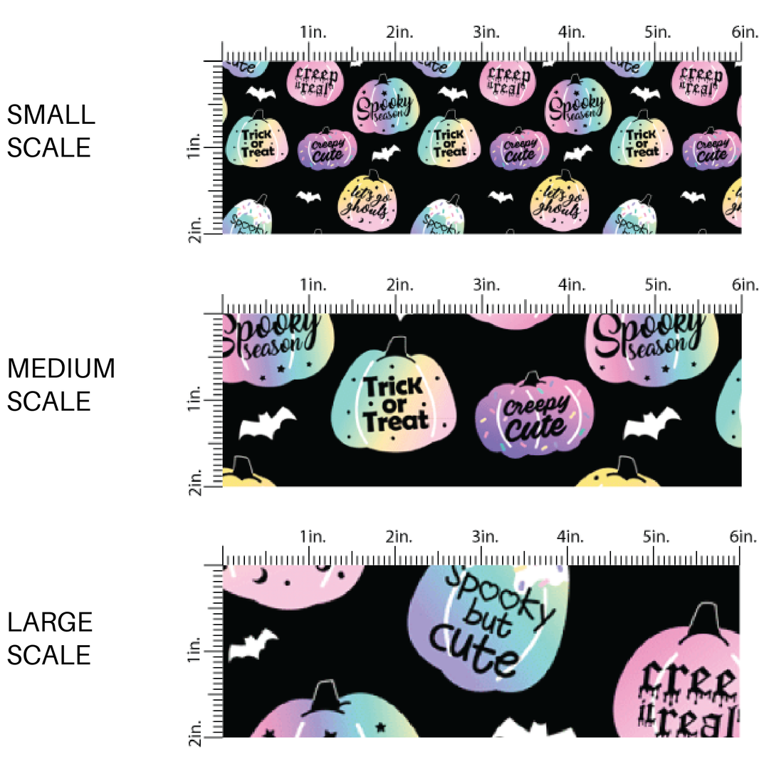 Pumpkin Sayings on Black Fabric By The Yard