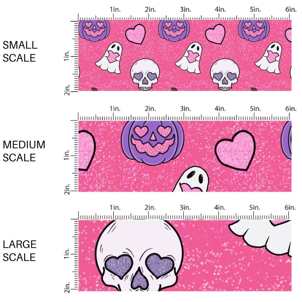 Pink Glitter Halloween Fabric By The Yard