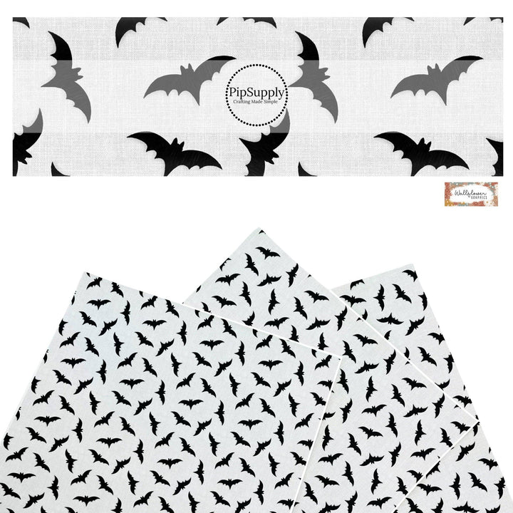 Black Bats on Pale Grey Faux Leather Sheets