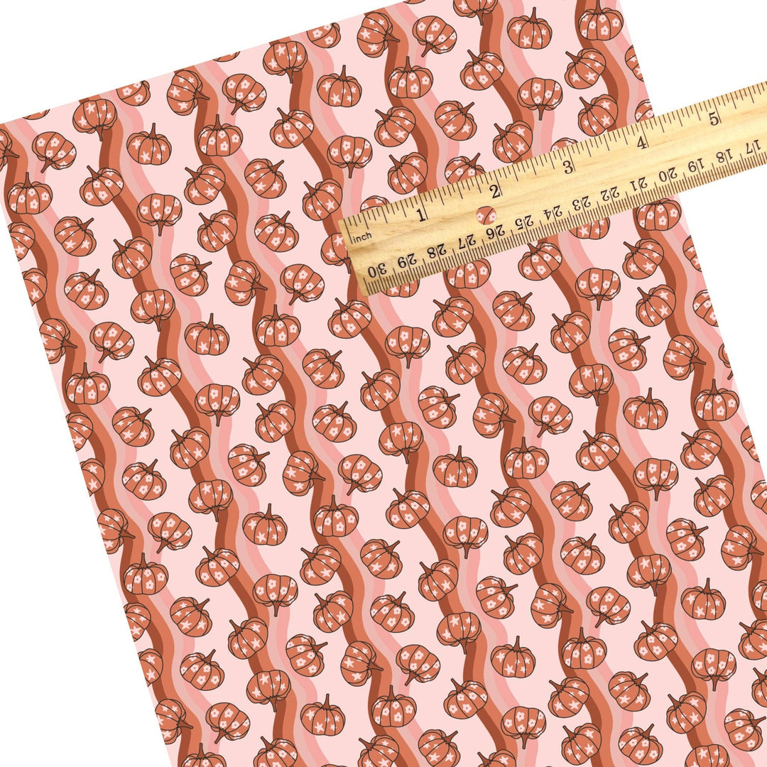 Daisy Wavy Pumpkins Faux Leather Sheets