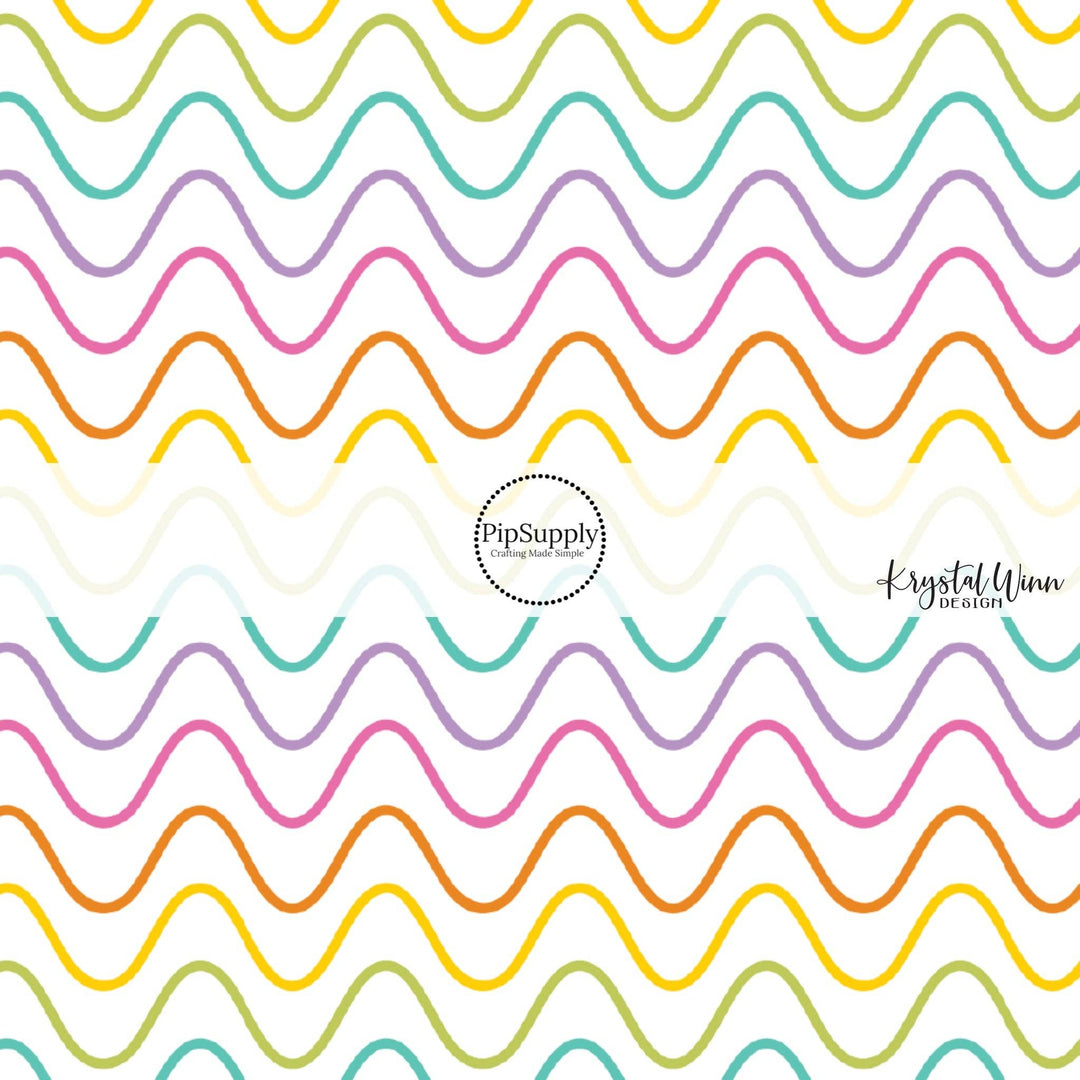 White Rainbow Waves Hair Bow Strips