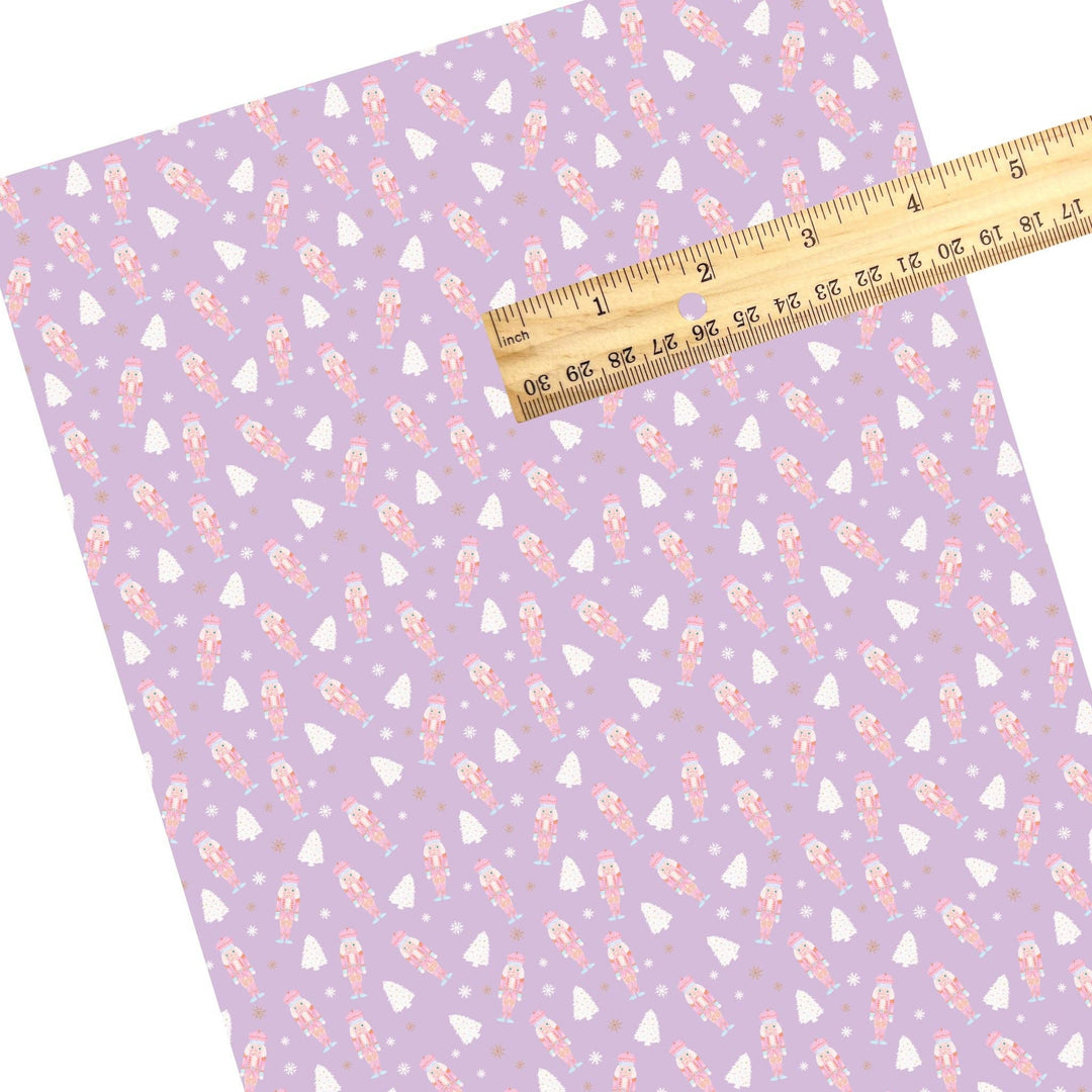 Nutcrackers on Lilac Faux Leather Sheets