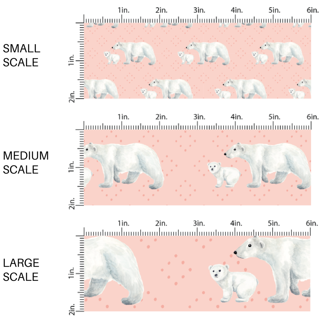 Peachy Polar Bear Fabric By The Yard