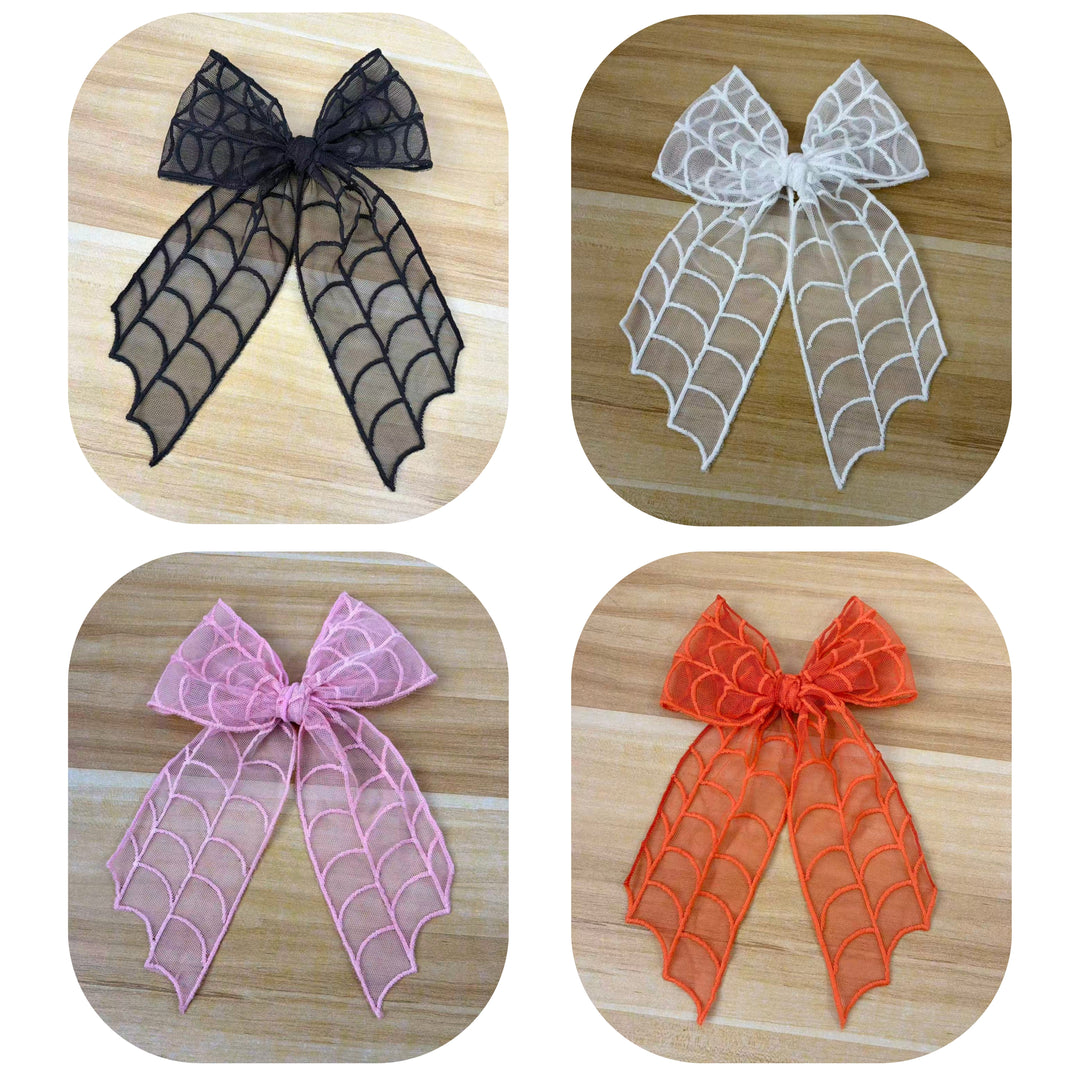 Spider Web Hair Tied Bow w/ Clip