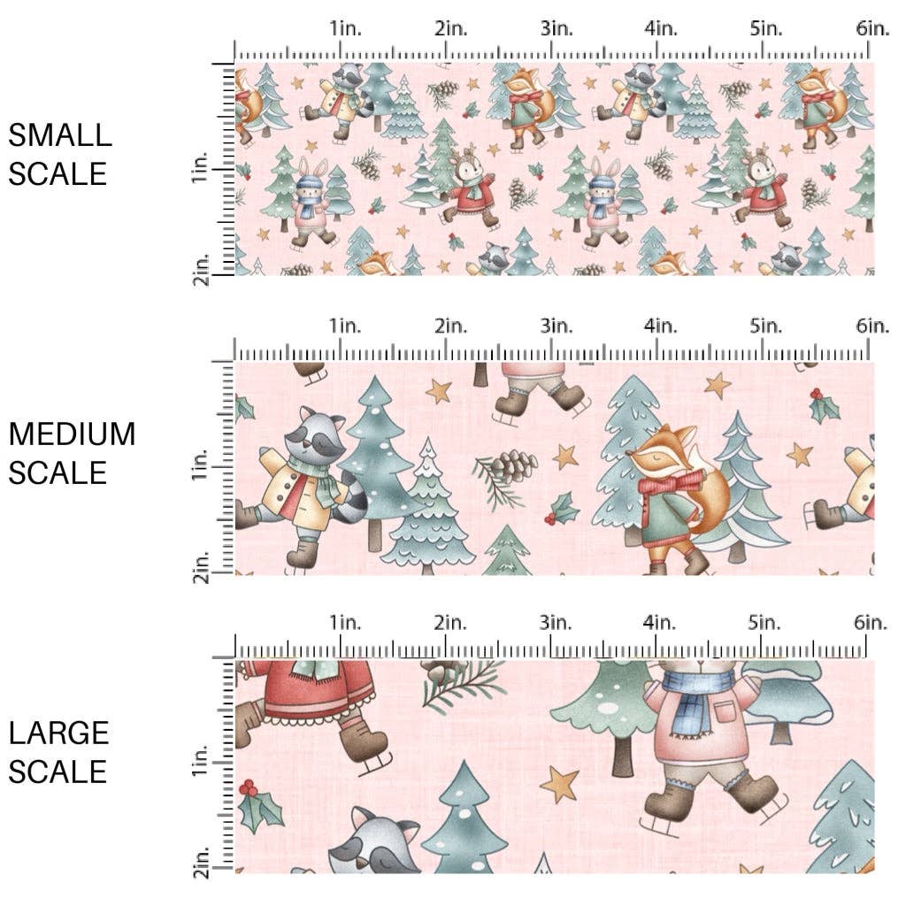 Vintage Christmas Friends Pink Fabric By The Yard