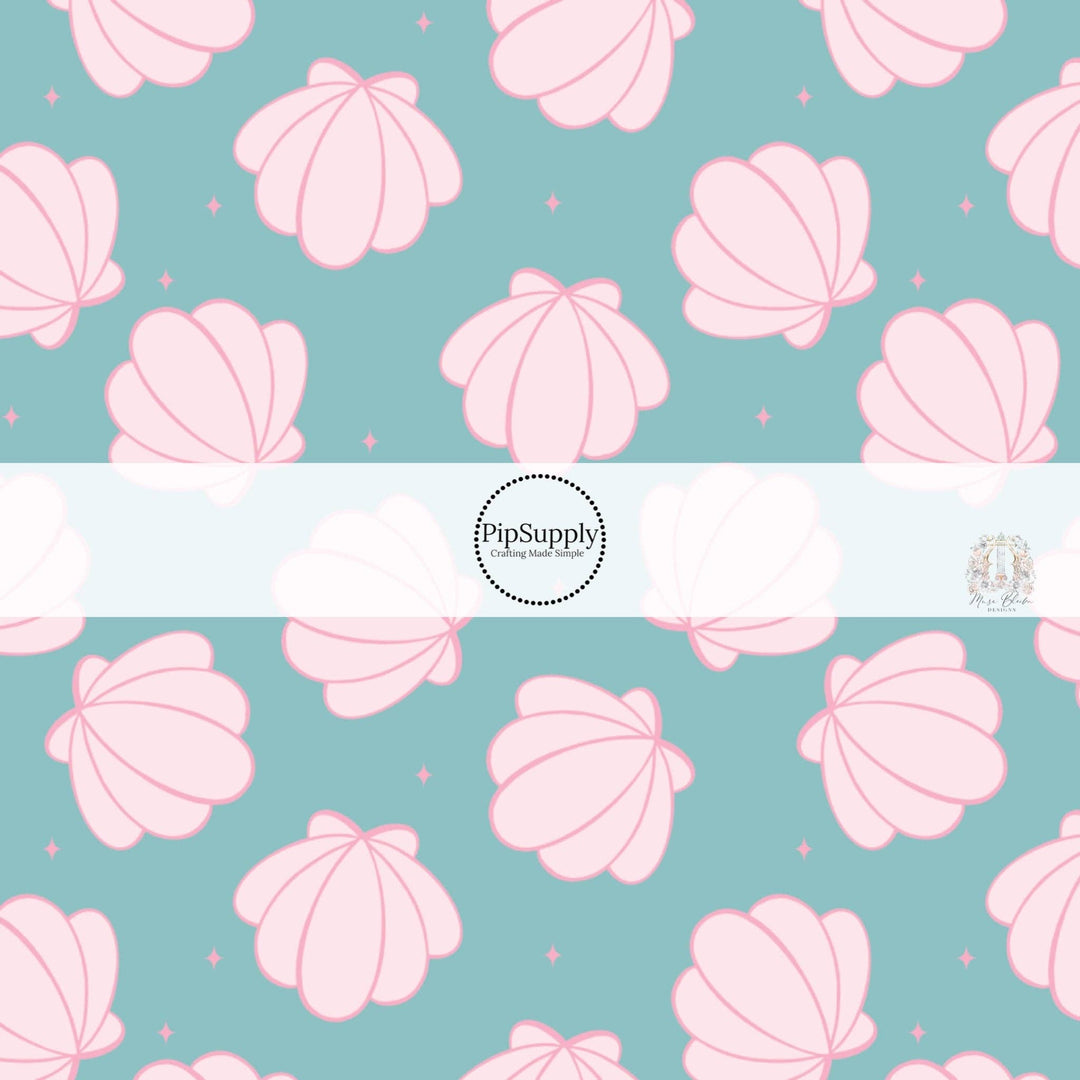 Light Pink Shells on Aqua Bow Strips