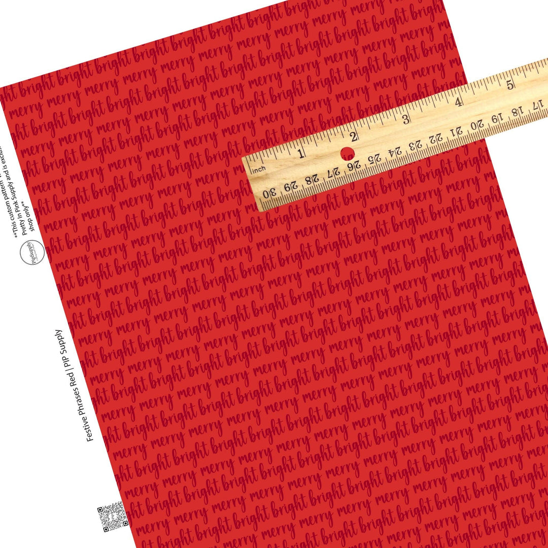 Festive Phrases Red Faux Leather Sheets