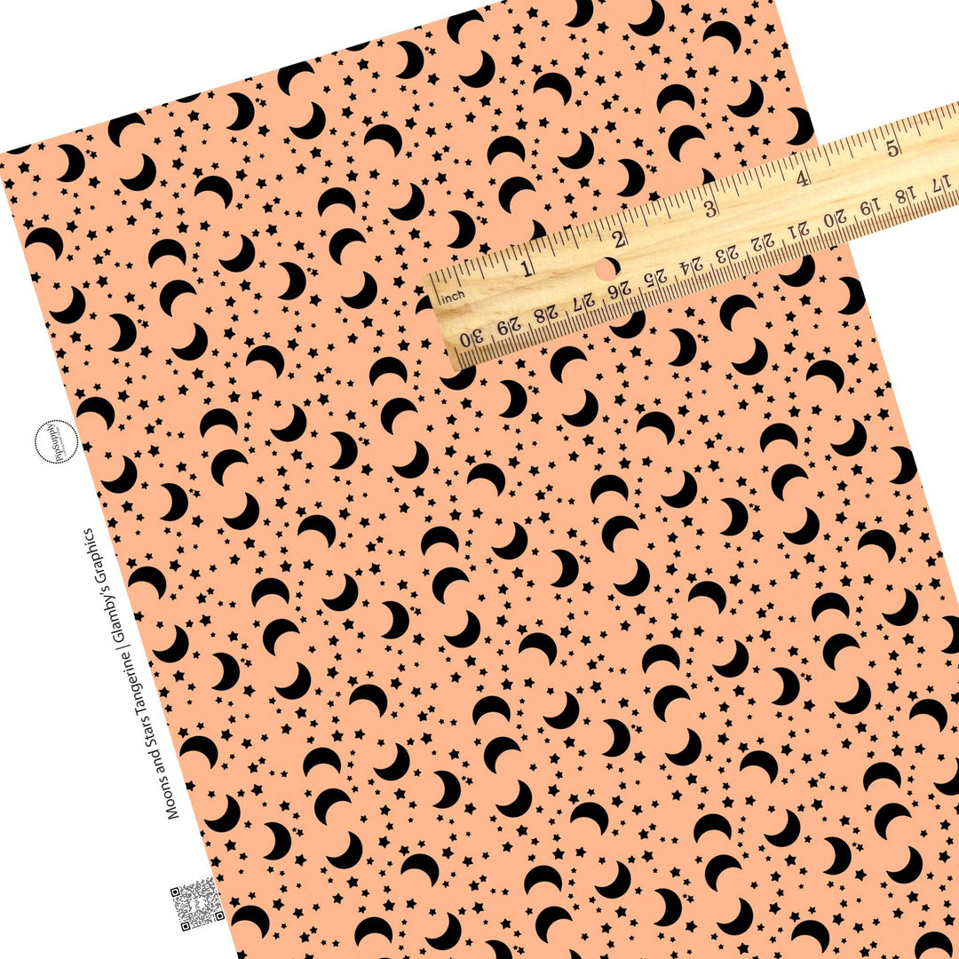 Moons and Stars Tangerine Faux Leather Sheets