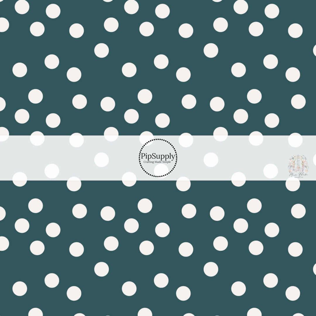 Peacock Blue Polka Dots Hair Bow Strips