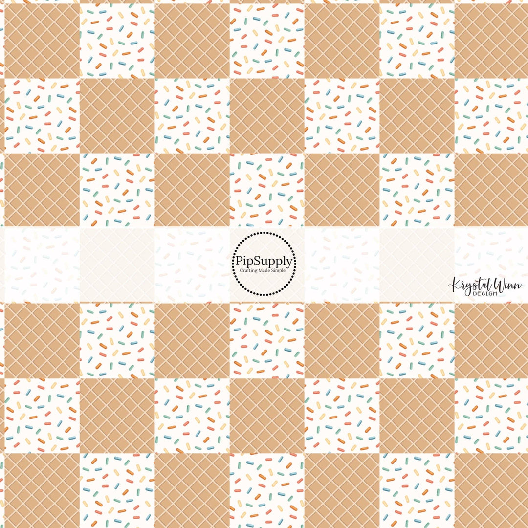 Ice Cream Checker Hair Bow Strips