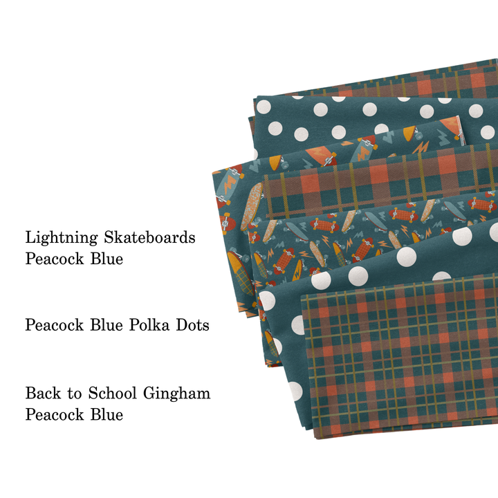 Back to School Gingham Peacock Blue Fabric By The Yard