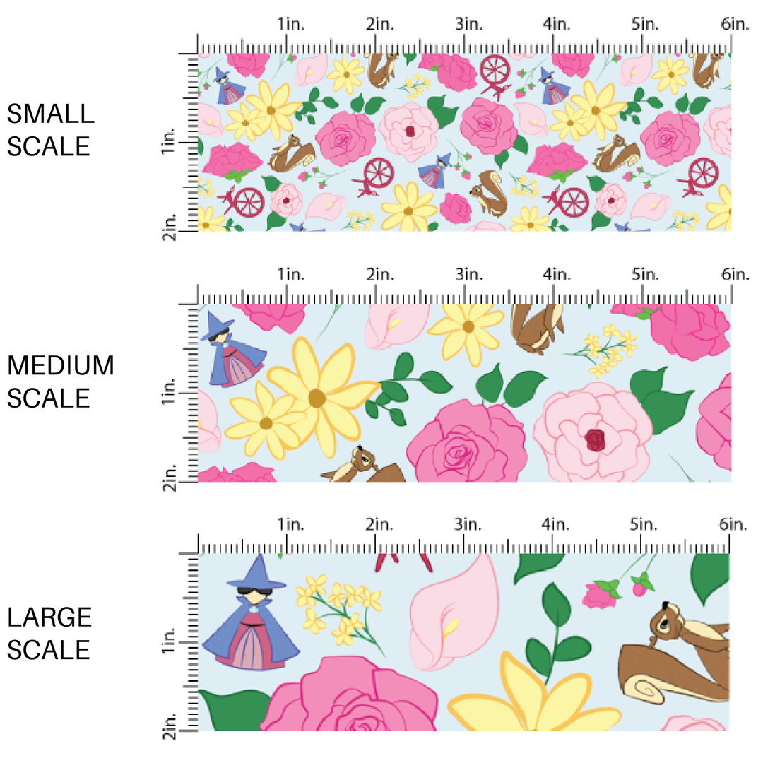 Floral Spinning Wheel Princess Fabric By The Yard