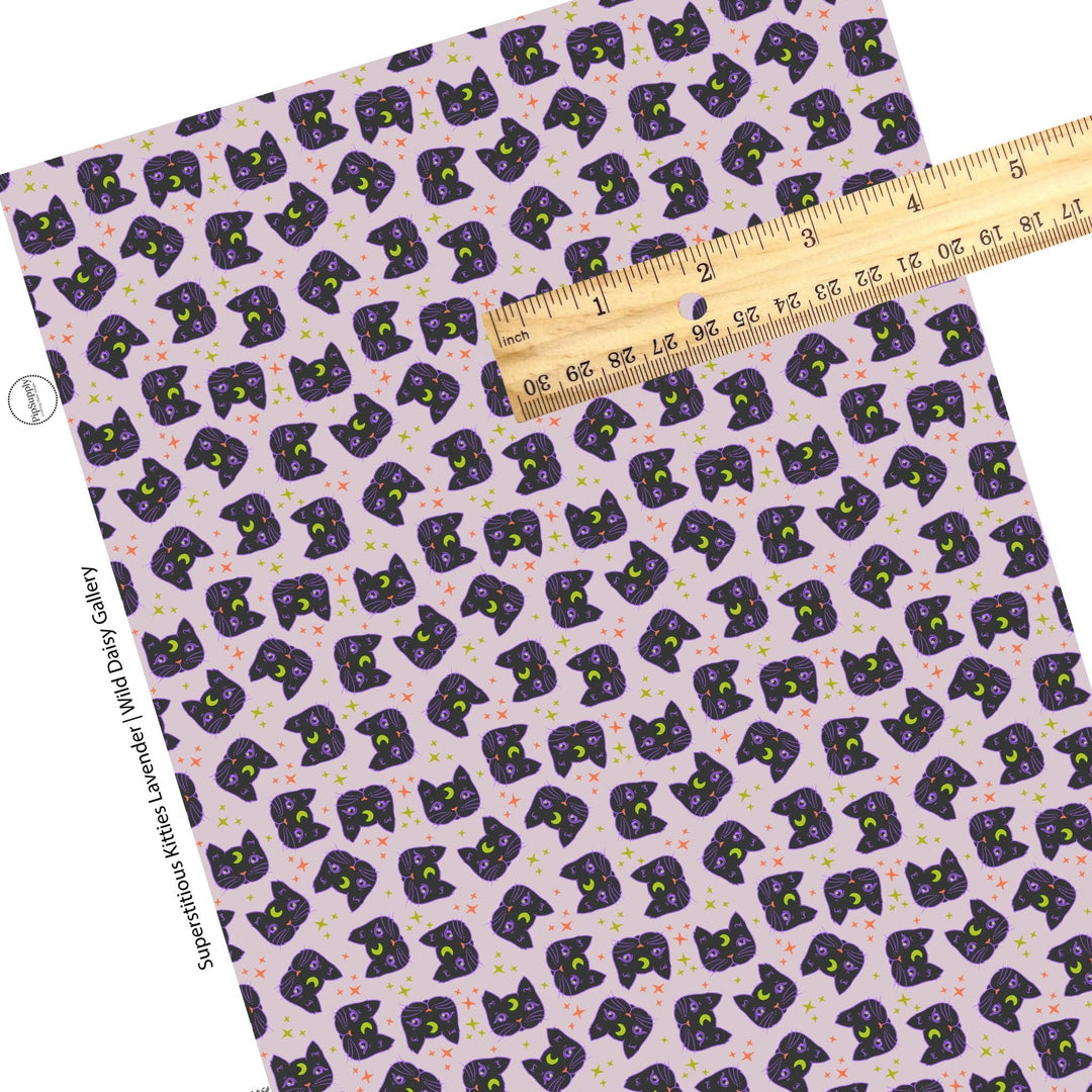 Superstitious Kitties Lavender Faux Leather Sheets