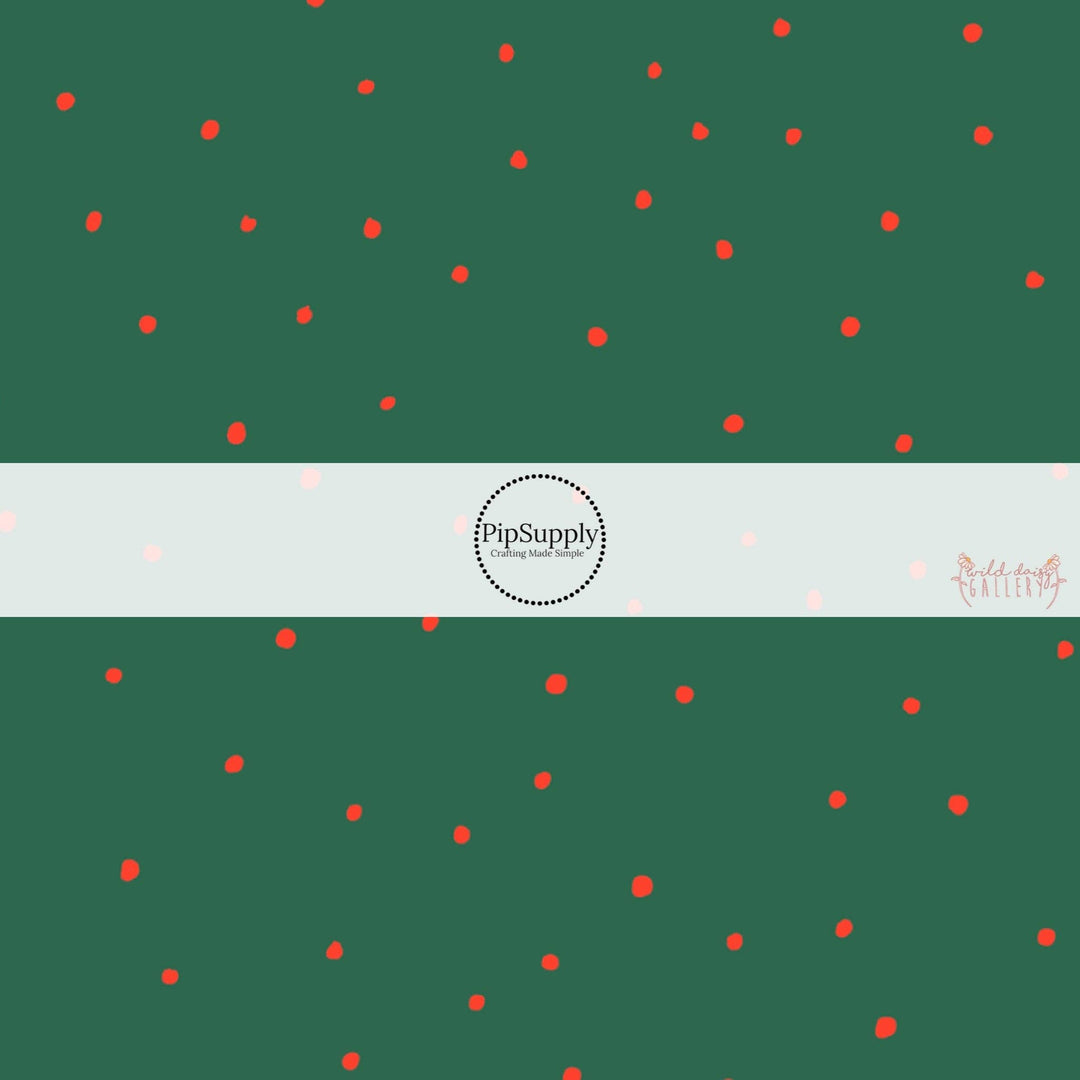 Green Merry Speckles Hair Bow Strips