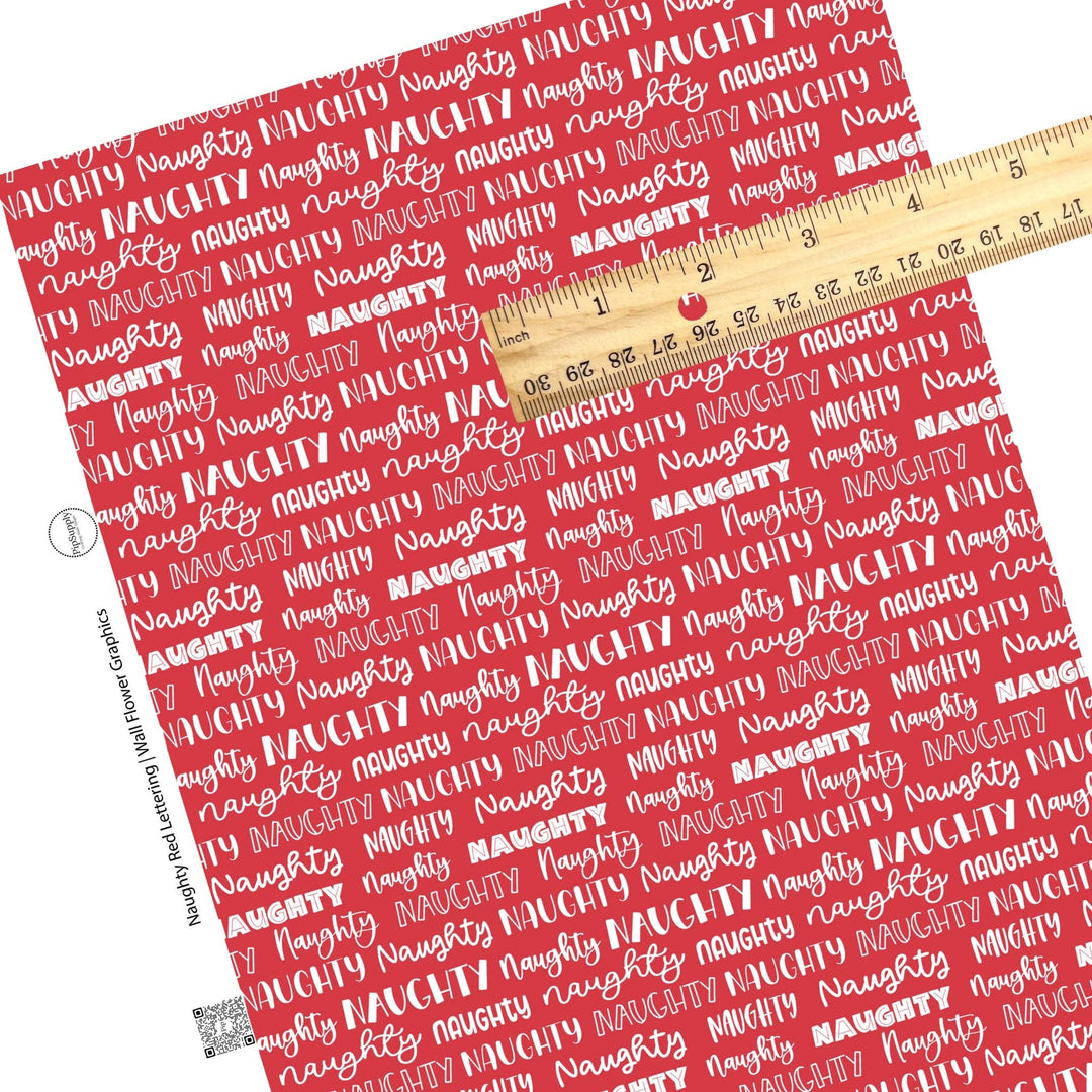 Naughty Red Lettering Faux Leather Sheets