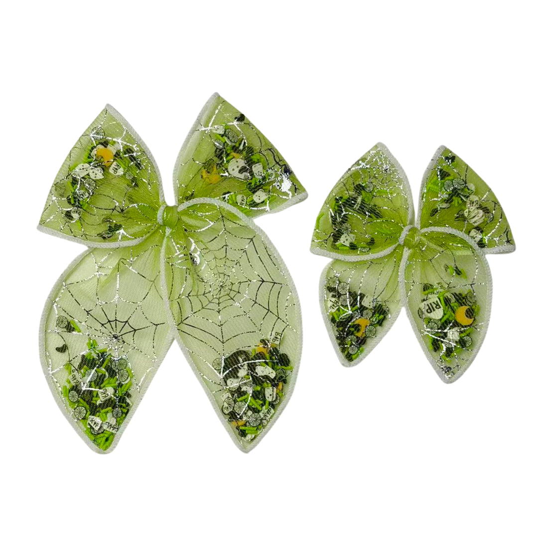 Spellbound Green Shaker Hair Tied Bow w/ Clip