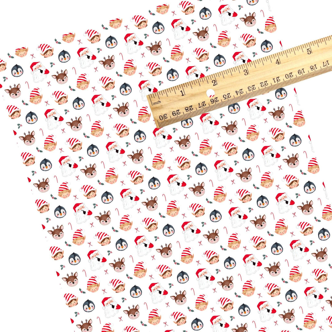 Red Santa Buddies White Faux Leather Sheets