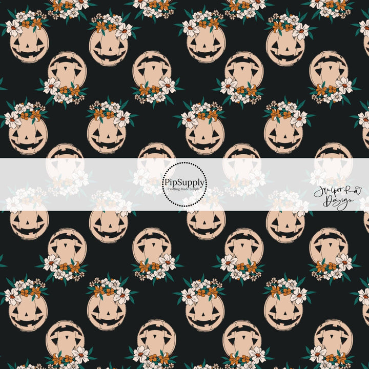Beige Floral Jacks Hair Bow Strips
