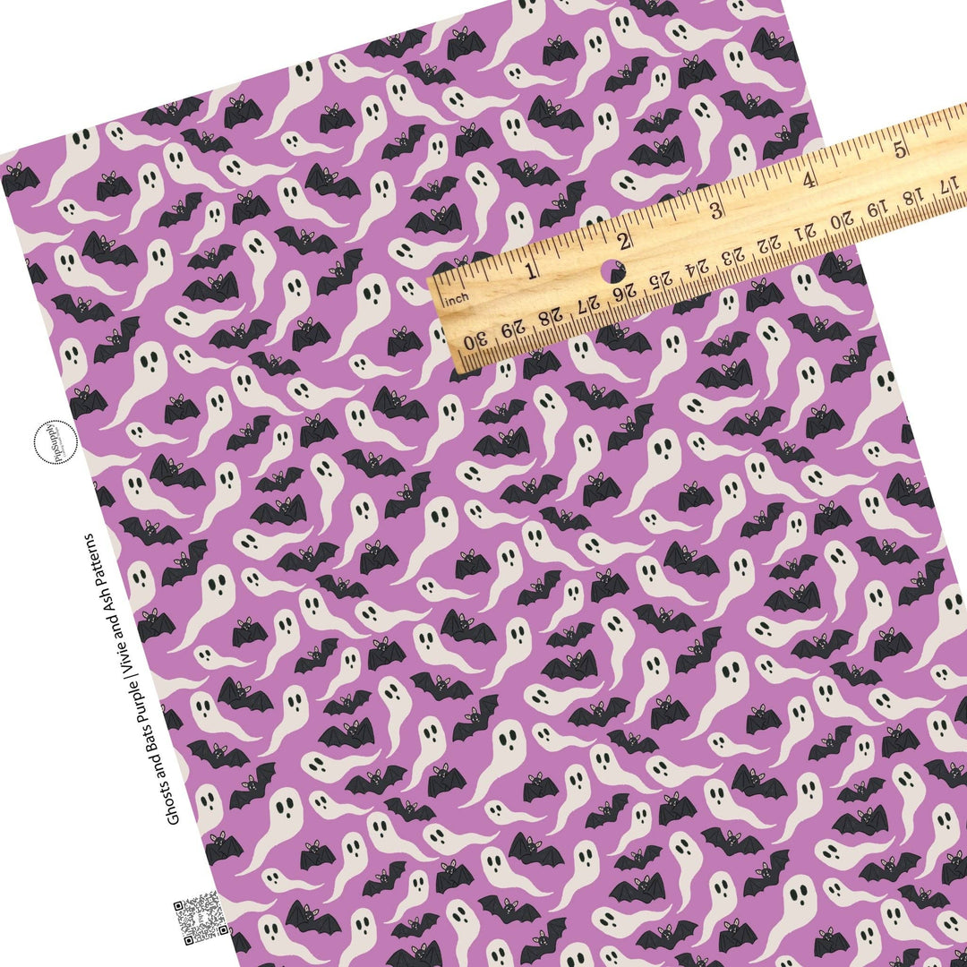 Ghosts and Bats Purple Faux Leather Sheets
