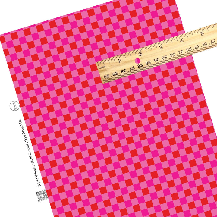 Bright Valentine Multi Checker Faux Leather Sheets