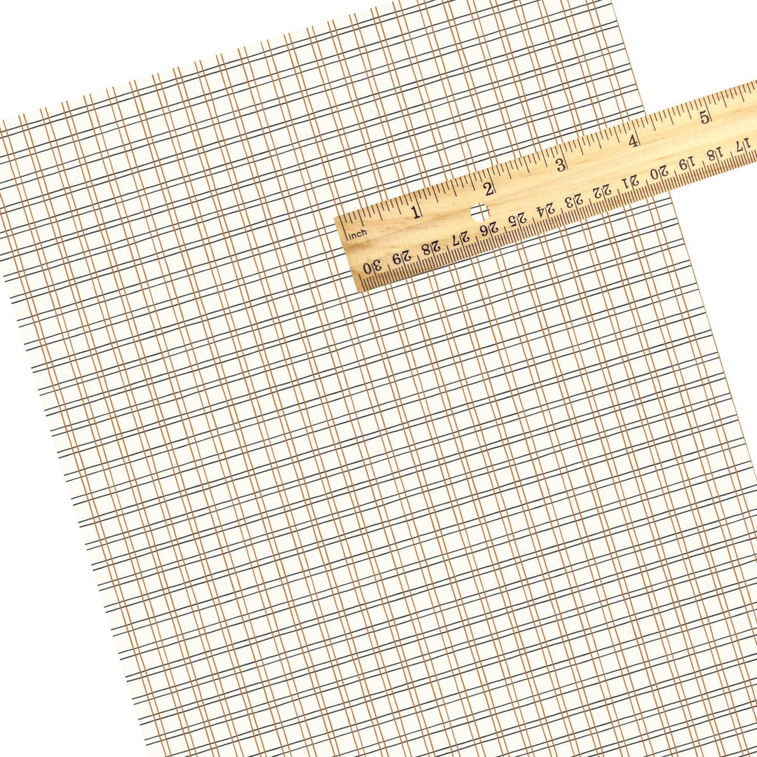 Spooky Orange Black Grid Faux Leather Sheets